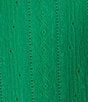 Color:Bright Jade - Image 4 - Short Sleeve Keyhole Neck Diamond Eyelet Side Tie Front Knit Top