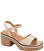 Color:Platino - Image 1 - Louise Leather Featherweight Cork Platform Ankle Strap Sandals