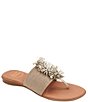 Color:Beige/Platino - Image 1 - Novalee Featherweight Elastic Leather Fringe Thong Sandals