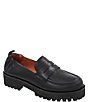Color:Black - Image 1 - River Featherweight Leather Lug Sole Platform Loafers