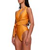 Color:Sunset Gold - Image 3 - Lada Cut-Out Side Tie One Piece Swimsuit