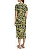 Color:Bamboo - Image 2 - Crew Neck Short Sleeve Printed Midi Dress