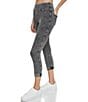 Color:Black - Image 1 - Faux Denim High Rise Legging With Roll Cuff