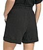 Color:Black - Image 2 - Gauzy Woven Roll Cuff Shorts