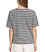 Color:Black/White - Image 2 - Heritage Stripe Short Sleeve Roll Cuff Top