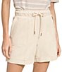 Color:Sand - Image 1 - Knit High Rise Elastic Drawstring Waist Pocketed Pull-On Shorts