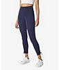 Color:Navy - Image 1 - Stretch High Waisted Ankle Ruched Hem Pull-On Leggings