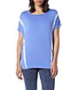 Color:Periwinkle - Image 1 - Tie Dye Jersey Scoop Neck Dolman Sleeve Boxy Shirt