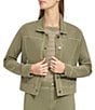 Color:Green - Image 1 - Washed Twill Long Sleeve Coordinating Light Weight Jacket