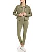 Color:Green - Image 3 - Washed Twill Long Sleeve Coordinating Light Weight Jacket