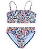 Color:Navy Multi - Image 1 - Big Girls 7-16 Ditsy-Floral Ruffled Bandeau Top & Hipster Bottom 2-Piece Swimsuit