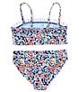 Color:Navy Multi - Image 2 - Big Girls 7-16 Ditsy-Floral Ruffled Bandeau Top & Hipster Bottom 2-Piece Swimsuit
