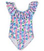 Color:White Multi - Image 1 - Big Girls 7-16 Sleeveless Floral Print One-Piece Swimsuit