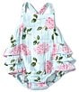 Color:Blue - Image 1 - Baby Girls Newborn-12 Months Hydrandea Print Smocked Bubble Romper