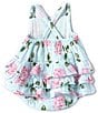 Color:Blue - Image 2 - Baby Girls Newborn-12 Months Hydrandea Print Smocked Bubble Romper