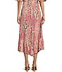 Color:Pink - Image 2 - Ditsy Floral Print High Low Ruffle Hem Coordinating Maxi Skirt