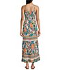 Color:French Peach - Image 2 - Floral Border Print V-Neck Open Knot Front Maxi Dress
