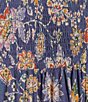 Color:Blue - Image 4 - Floral Print 3/4 Sleeve Smocked Midi Dress