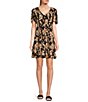 Color:Black - Image 1 - Floral Print Short Sleeve Tiered Fit-And-Flare Dress