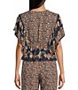 Color:Charcoal - Image 2 - Floral Printed Flutter Sleeve Tie Front Coordinating Top