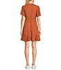Color:Copper - Image 2 - Printed Short Sleeve Tiered Fit & Flare Dress