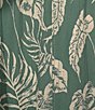 Color:Green - Image 4 - Tie Waist Small Tropical Leaf Print Split Leg Pants