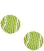 Color:Yellow - Image 1 - Beaded Tennis Ball Stud Earrings