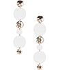 Color:Gold/White - Image 1 - Graduating Disc White Rubberized Linear Earrings
