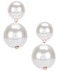 Color:Pearl - Image 1 - Oversized Double Pearls Drop Earrings
