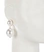 Color:Pearl - Image 2 - Oversized Double Pearls Drop Earrings