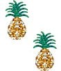 Color:Orange/Green - Image 1 - Pineapple Embellished Crystal Drop Earrings