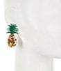 Color:Orange/Green - Image 2 - Pineapple Embellished Crystal Drop Earrings