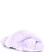 Color:Hyacinth - Image 1 - Plush Faux Fur X Band Slide Slippers