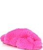 Color:Hot Pink - Image 1 - Plush Faux Fur X Band Slide Slippers