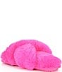 Color:Hot Pink - Image 3 - Plush Faux Fur X Band Slide Slippers