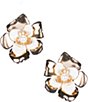 Color:Black/White - Image 1 - Statement Flower Pearl Drop Earrings