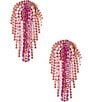 Color:Pink - Image 1 - Pink Rhinestone Tassel Statement Drop Earrings