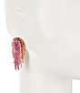 Color:Pink - Image 2 - Pink Rhinestone Tassel Statement Drop Earrings