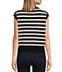 Color:Black - Image 2 - Striped Knit Collared Top