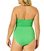 Color:Apple - Image 2 - Live In Color Twist Front Shirred Bandeau Removable Strap One Piece Swimsuit