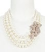 Color:Pearl - Image 1 - Blanc Crystal and Pearl Statement Necklace