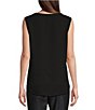 Color:Black - Image 2 - Crepe de Chine Scoop Neck Sleeveless Solid Shell