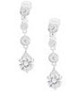 Color:Silver - Image 1 - Crystal Linear Clip-On Earrings