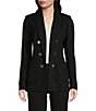 Color:Anne Black - Image 1 - Faux Open Front Double Breasted Peak Lapel Collection Coordinating Compression Blazer