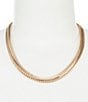 Color:Gold - Image 1 - Flat Gold Chain Collar Necklace