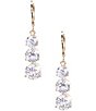 Color:Gold/Crystal - Image 1 - Past, Present, Future Three Stone Crystal CZ Linear Drop Earrings