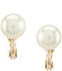 Color:Gold - Image 1 - Pearl Clip-On Stud Earrings