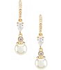 Color:Gold - Image 1 - Faux-Pearl Crystal Drop Earrings