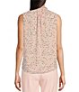 Color:Cherry Blossom Multi - Image 2 - Printed Ruffle Mock Neck Sleeveless Tie Front Tulla Blouse