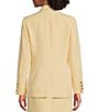 Color:Golden Straw - Image 2 - Stretch Faux Double Breasted Long Sleeve Coordinating Blazer Jacket